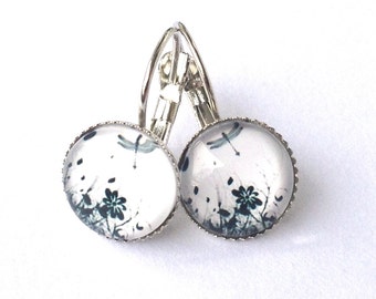 Summer Meadow - earrings with dragonfly