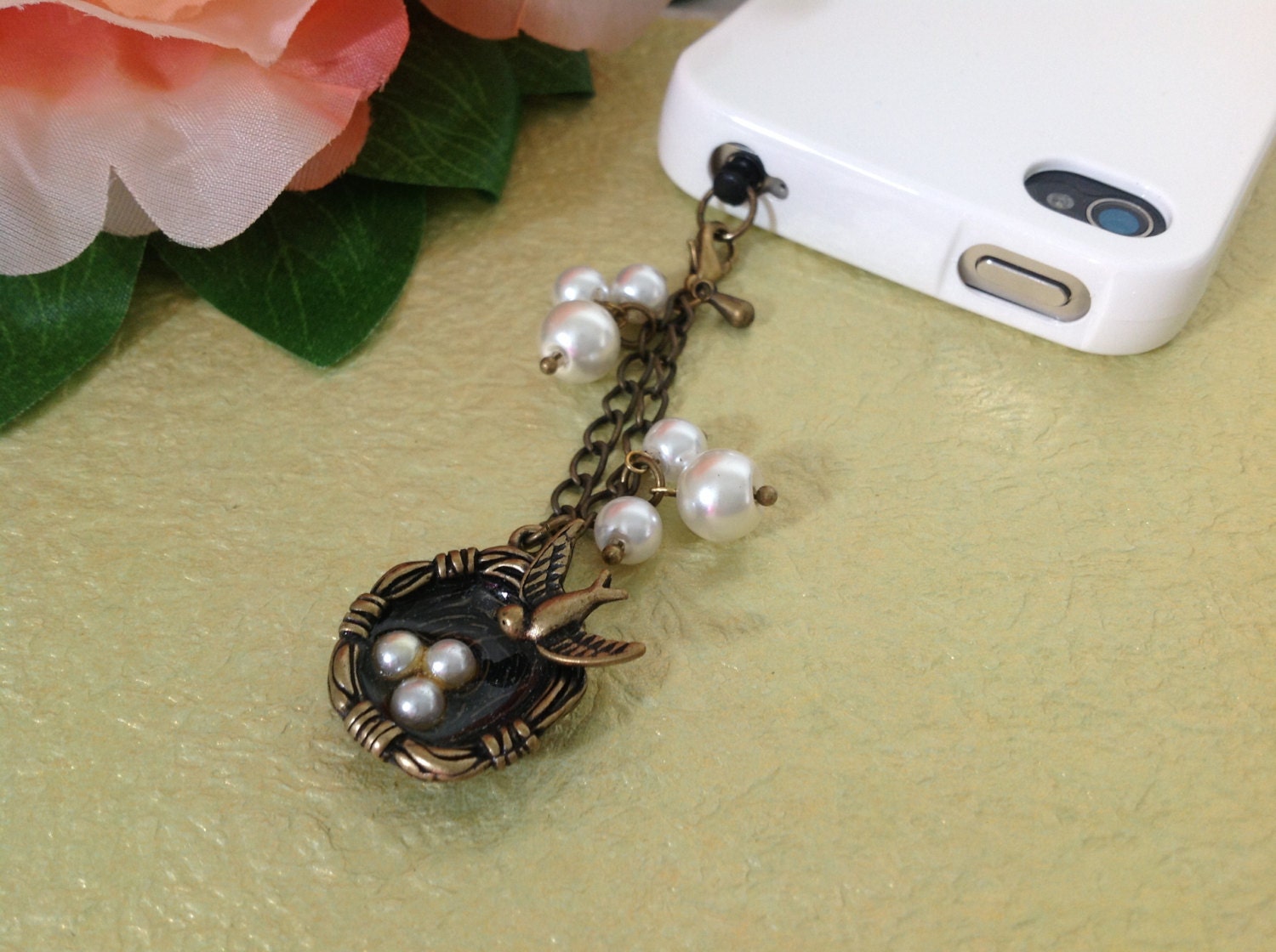 Bronze Bird Nest Phone Dust Plug Charm Cell Phone Dust Plug