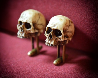 Victorian Skull Cufflinks - Scary Hand made resin skull cuff links
