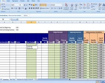 Annual Inventory Spreadsheet, Track Beginning and Ending Inventory in ...