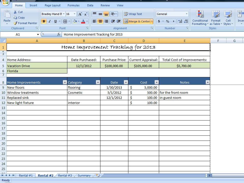 Home Improvement Tracking Template in Excel by TimeSavingTemplates