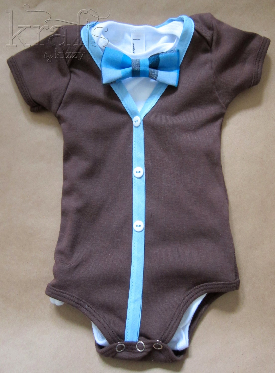 Baby Boy Short Sleeve Brown/Blue Cardigan Outfit with your