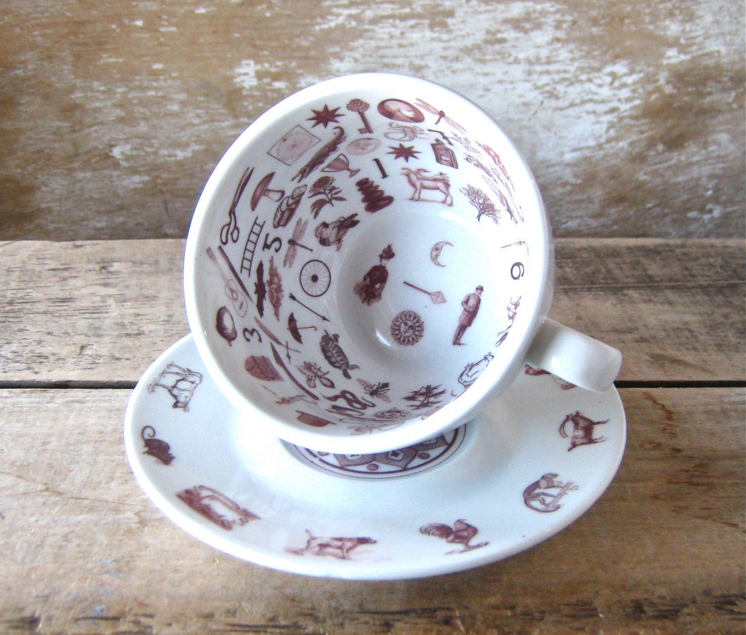 Tea Leaf Reading Cup and Saucer Tasseomancy by