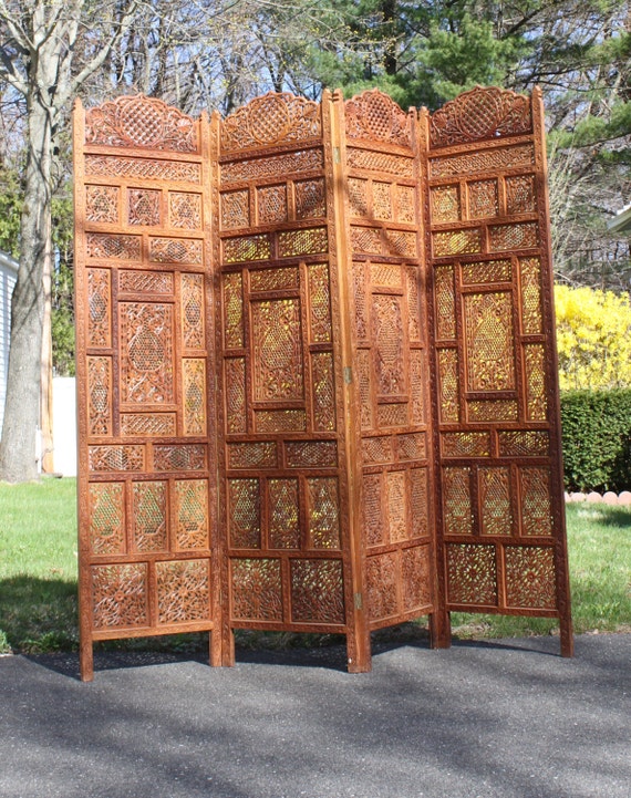 ANTIQUE HAND CARVED Teak RoseWood Room Divider Screens by phins81