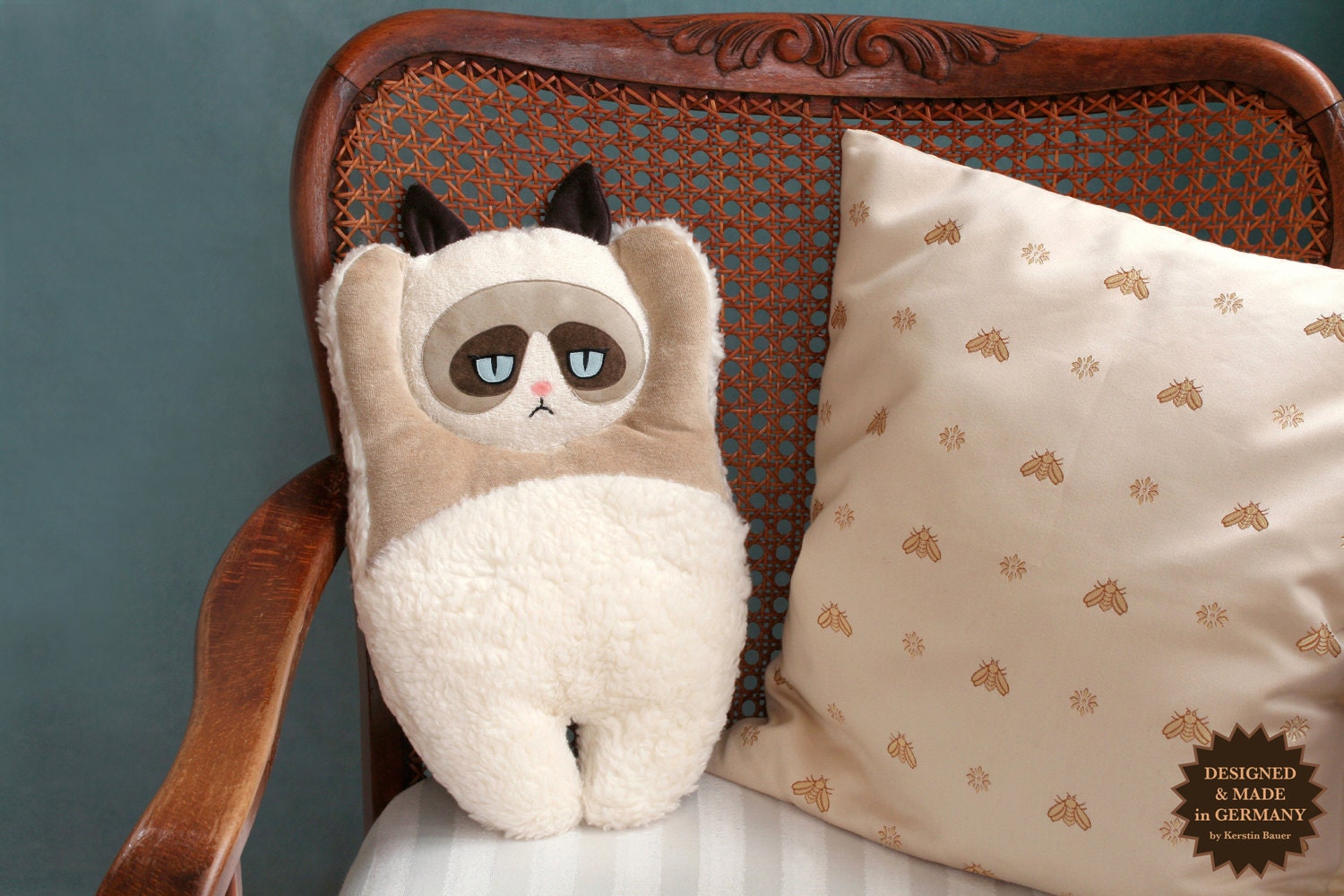 Grumpy Cat plush pillow by PetitiPanda on Etsy
