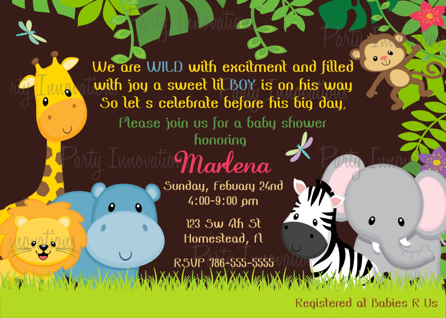 themed photo jungle banner Printable FREE Jungle Safari blank Invitation plus matching