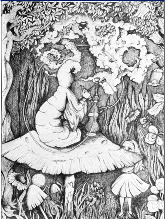 Trippy Ink drawing large print Alice in wonderland