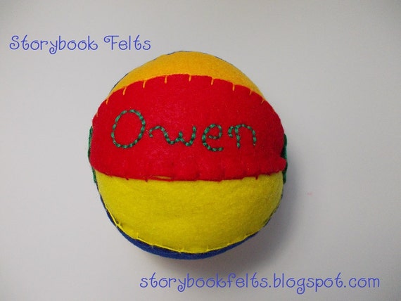 Personalized Handstitched Felt Ball Just For Baby