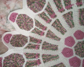 crochet stain glass rose window wall hanging