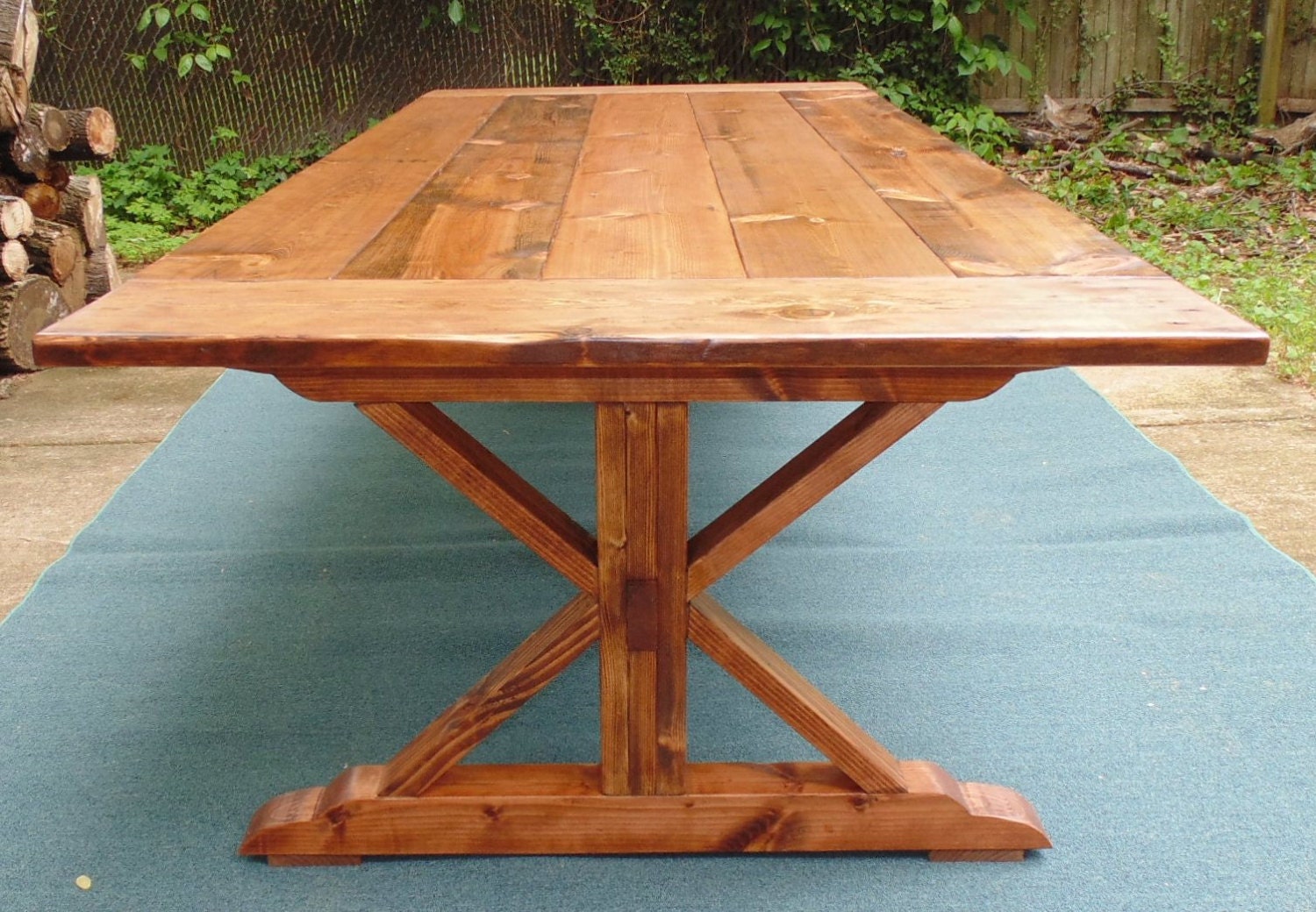 Farmhouse Trestle X Table by WonderlandWoodworks on Etsy