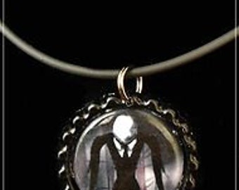 Handmade Slender man Bottle Cap Necklace