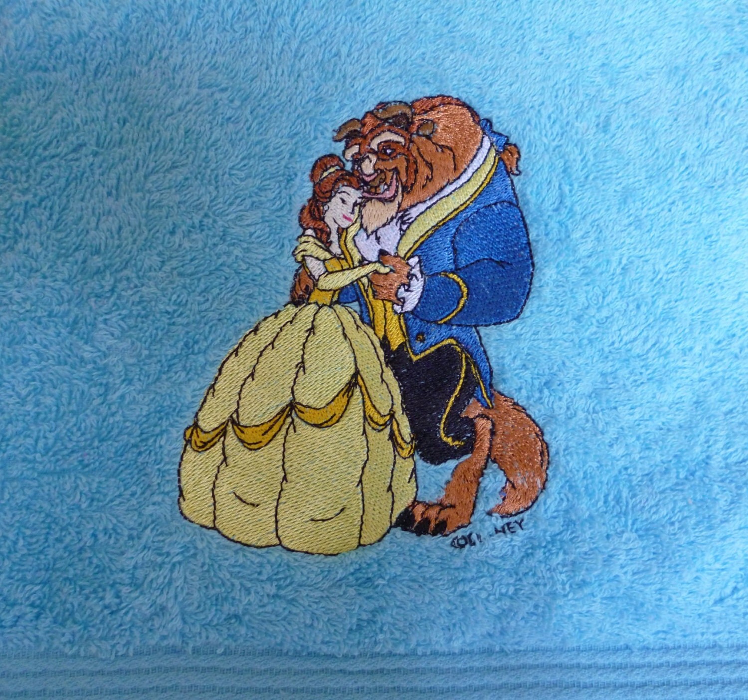 Embroidered children's Bath towel Beauty and the Beast by Trufio