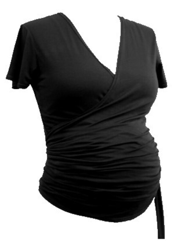 Items similar to Womens Shirt Maternity Nursing Wrap Top Short Cap