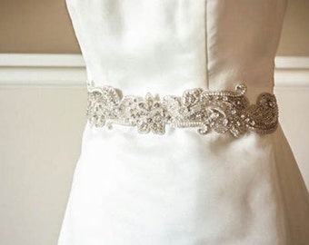 Bridal sash - May Silver 24 inches (Made to Order)