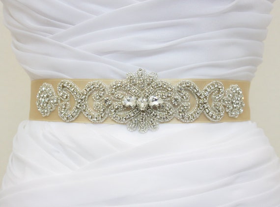 JULIA - Lovely Vintage Inspired Heart Shape and Flower Wedding Crystal Rhinestone Belt, Bridal Beaded Sash, Wedding beaded Belt