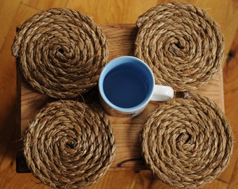 Rope Coasters - Nautical Decor - Manila Rope Coaster - (set of 4)