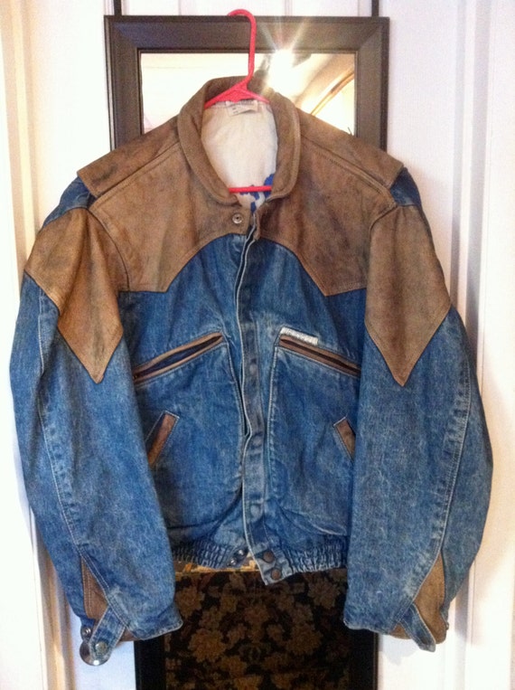 Vintage 1990s GUESS Leather Jean Jacket size L