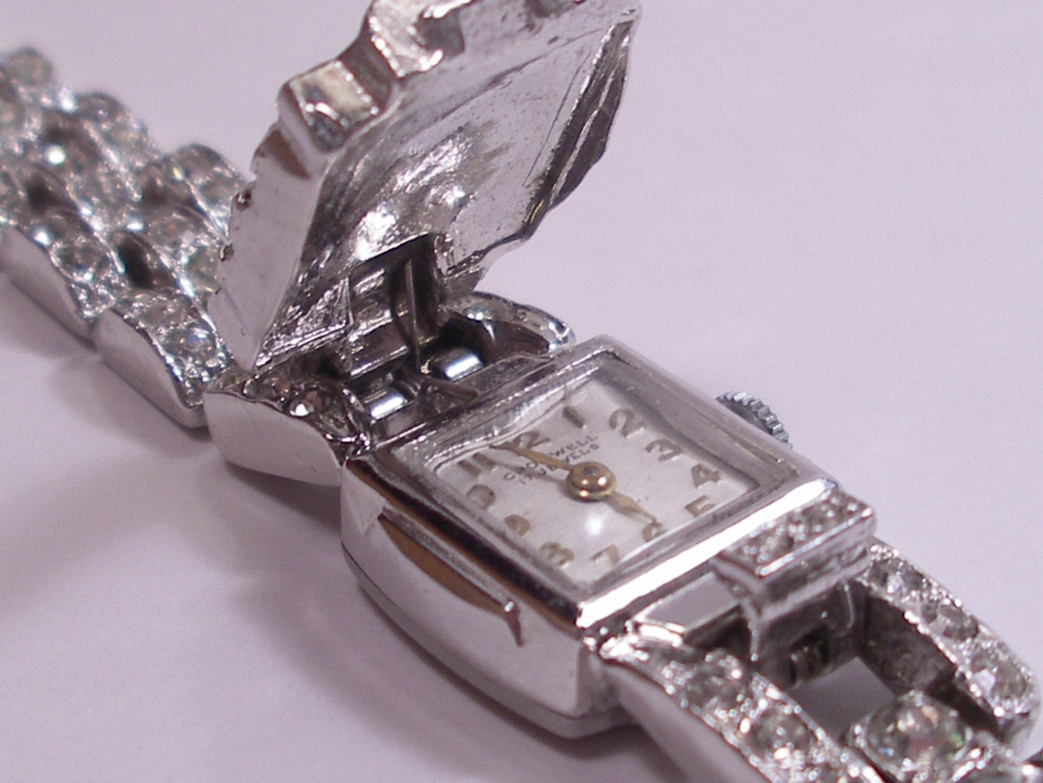 RESERVED Vintage Cromwell Rhinestone Watch Bracelet 17Jewel