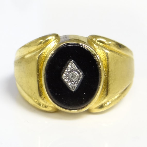 Items Similar To Vintage 18k HGE Men s Costume Jewelry Ring With Onyx
