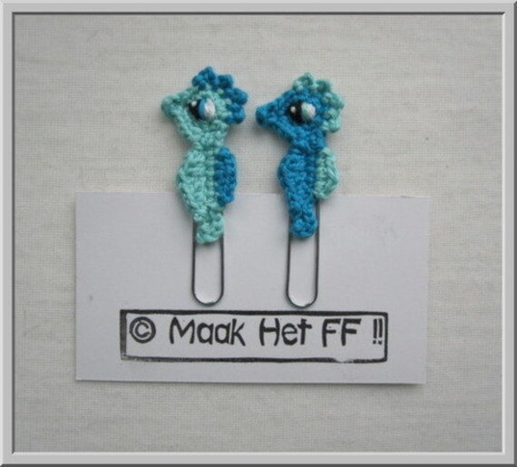 Paperclip/bookmark zeepaardjes aqua
