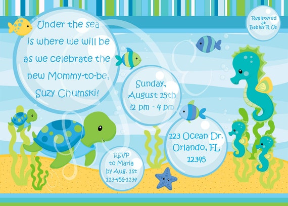 Under The Sea Baby Boy Shower Invitations 10