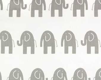 SHIPS SAME DAY Premier Prints Ele White and Storm Grey Fabric - Grey Elephant Fabric - Fabric by the 1/2 yard