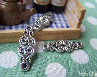 20 pcs of Antique Silver Flower Connector Charms 8.5x25mm A969