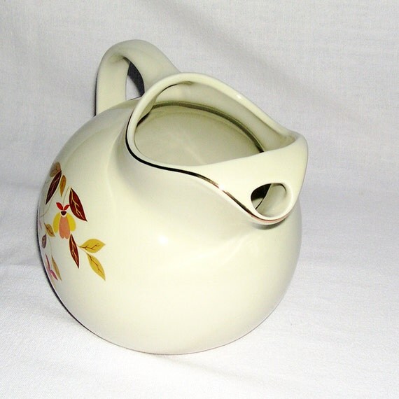 Hall Jewel Tea Autumn Leaf Pitcher with Ice Catcher Lip