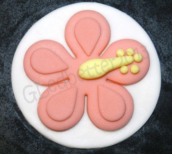 Items similar to 12 Hibiscus Flower Edible Fondant Cupcake Topper on Etsy