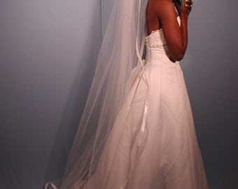 Wedding veil Chapel length 75" long with 1" folded satin ribbon - Bridal veil.