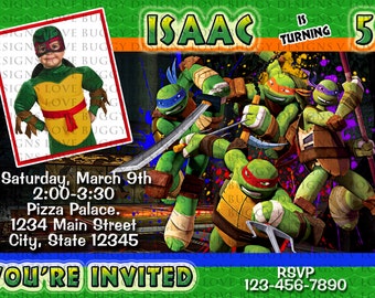 Ninja Turtle Invitation, TMNT Invitations, Ninja Party, Ninja Turtle Birthday Supplies Printables - YOU PRINT
