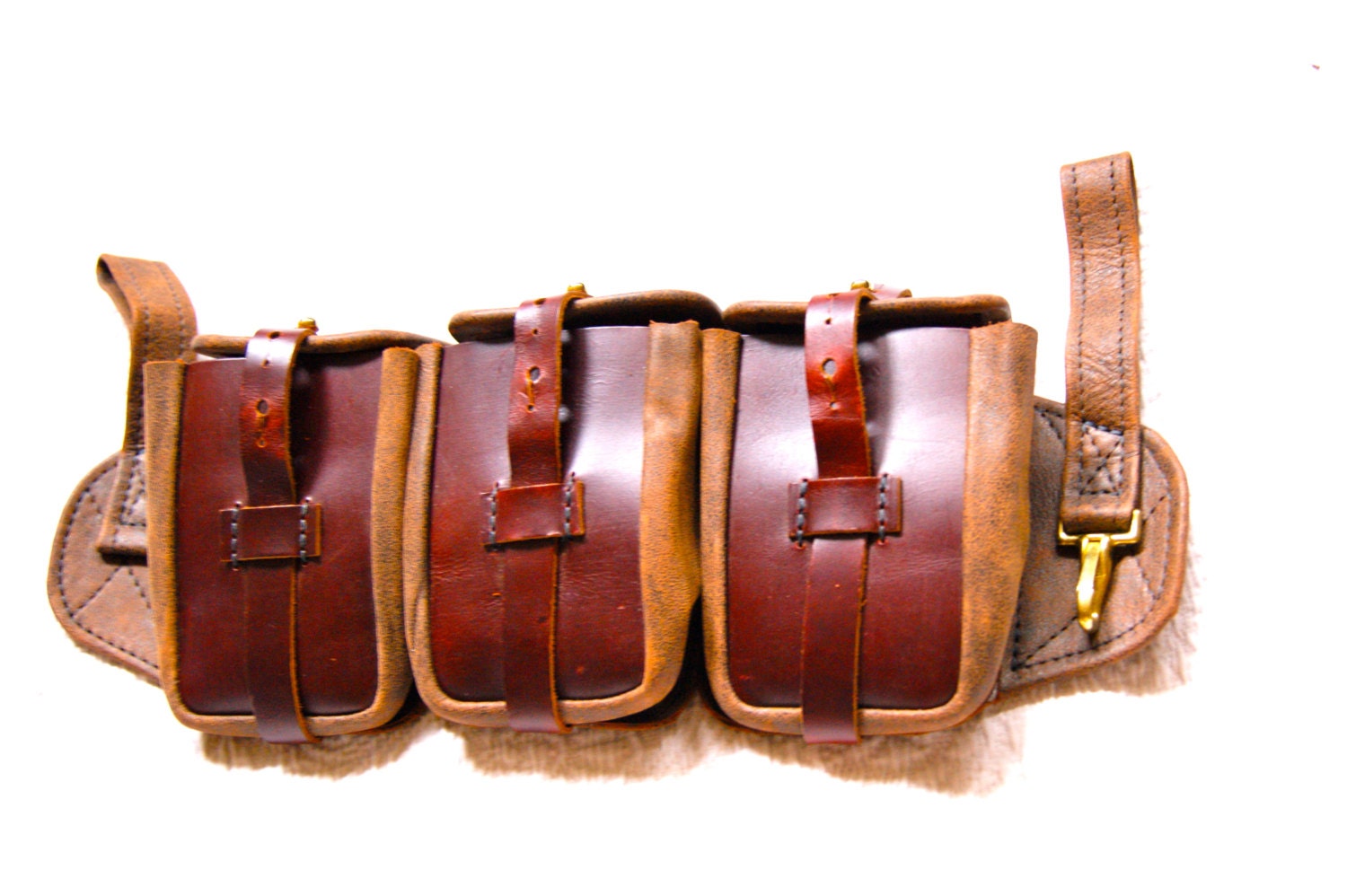 Steampunk Ammo Belt Pouch Brown Leather with by ExpressSteamWorks