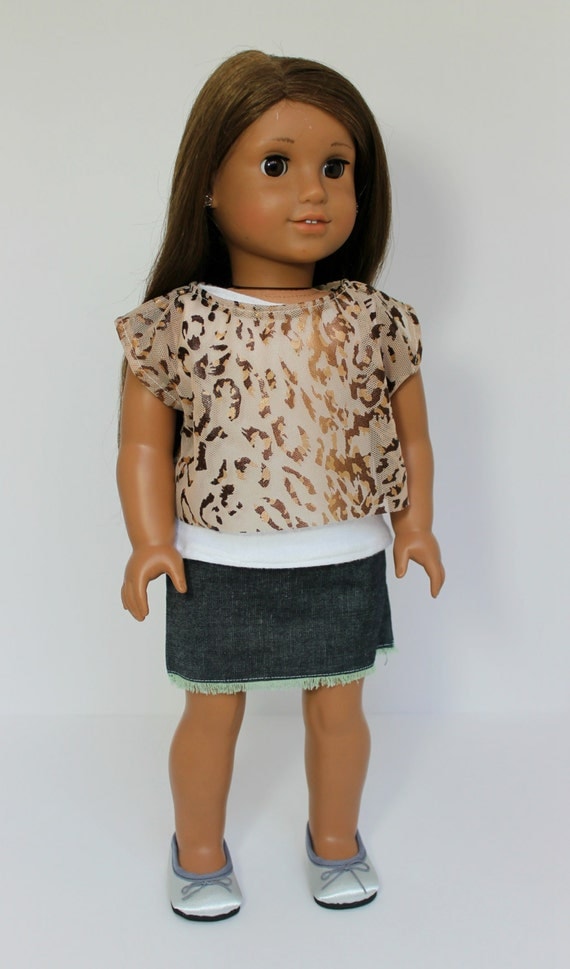 Animal Print Off the Shoulder Top-American Girl Dol