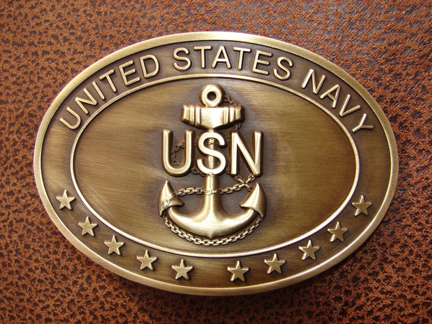 Military Belt Buckle U.S. Navy Petty Officer Brass Plated