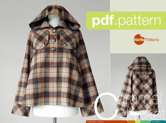 PDF sewing pattern. Women Short Duffle Jacket -Caramel- (size 34-42)