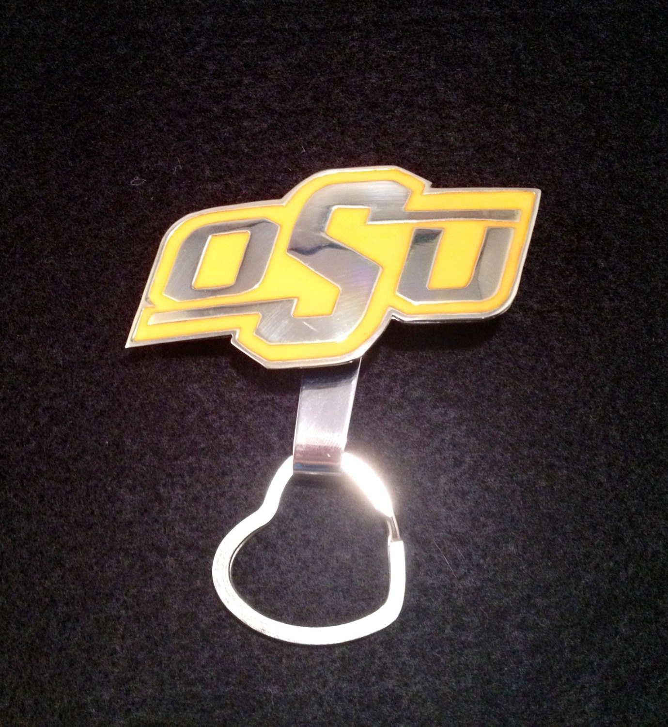 Oklahoma State University Keychain by IchthusMetals on Etsy