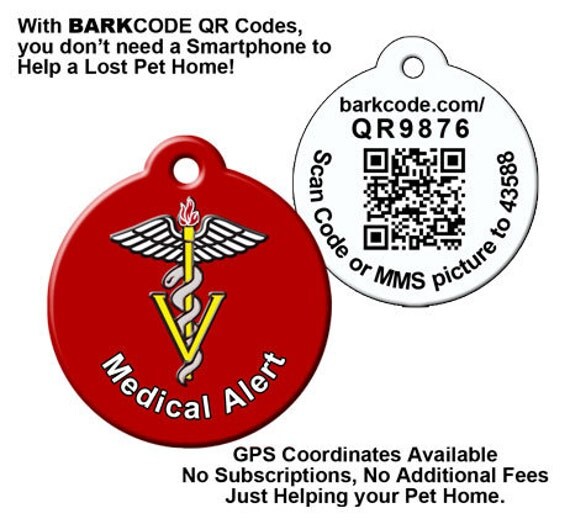 Items similar to Medical Alert Pet ID Tag, A Medical Tag that links to