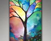 Abstract landscape tree canvas giclee onstretched by sallytrace