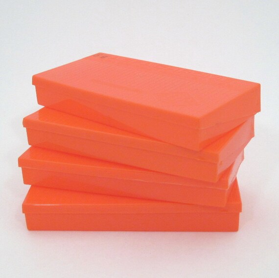Vintage 35mm Slide Boxes Orange Boxes Plastic by ChaosSupplies