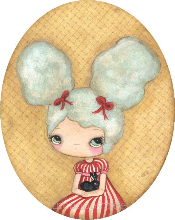 Items similar to Carnival Print Blue Cotton Candy Sugar Girl Wall Art