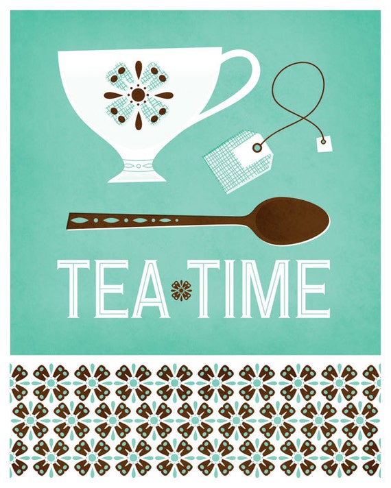 Items similar to Tea Time : Teal on Etsy