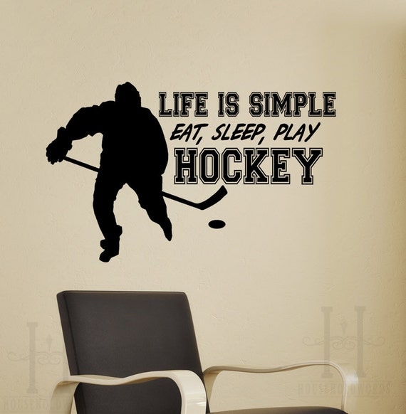 Hockey Wall Decal Life is Simple Eat Sleep Play by HouseHoldWords