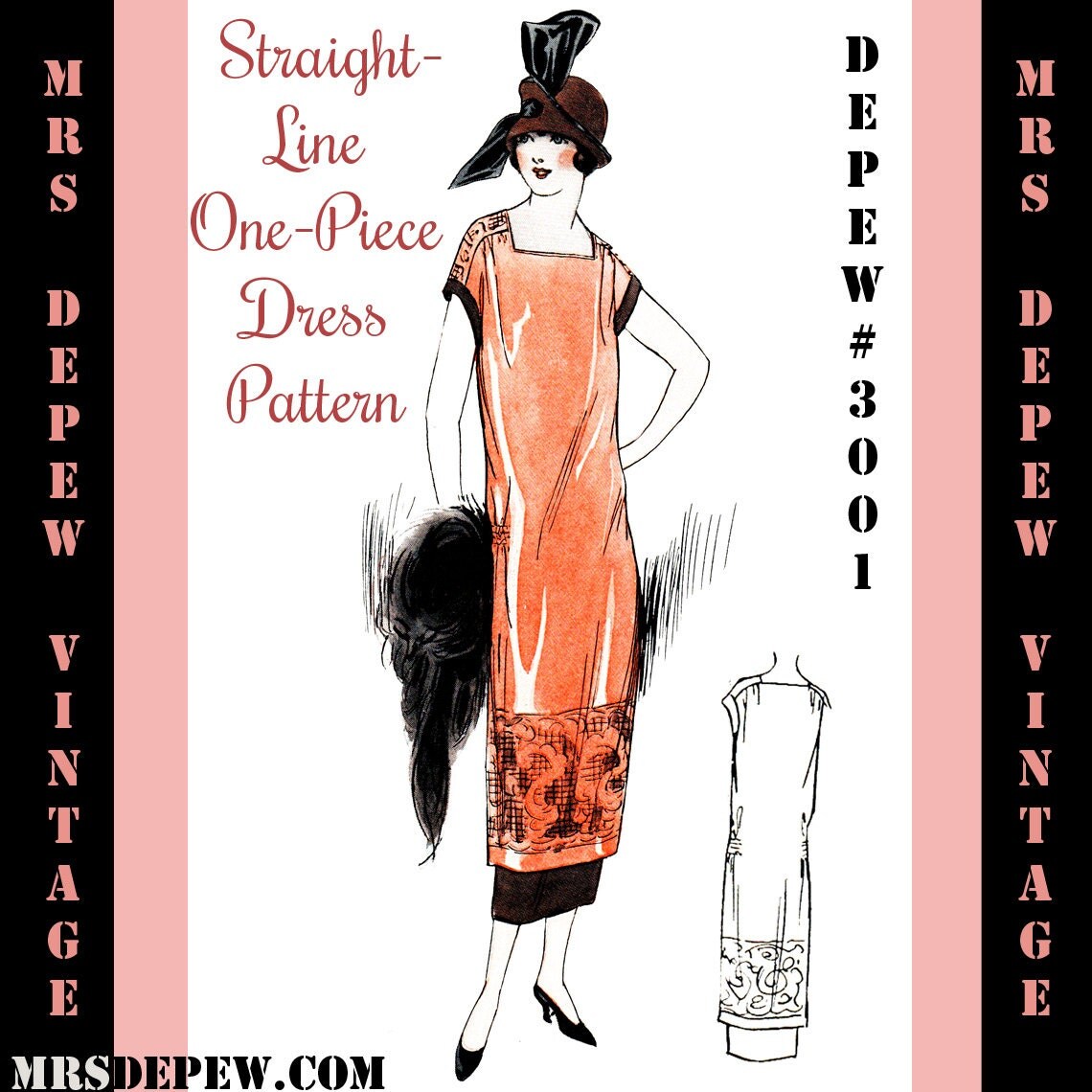 dress vogue pattern flapper 1920's Mrsdepew Instructions Vintage Sewing Pattern by Flapper