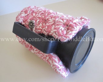 French Press Cozy - Large Size - In Dusty Rose and Cream