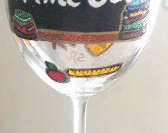 Hand painted Wine Glasses For Teacher, Teacher Gifts by Clearly Susan