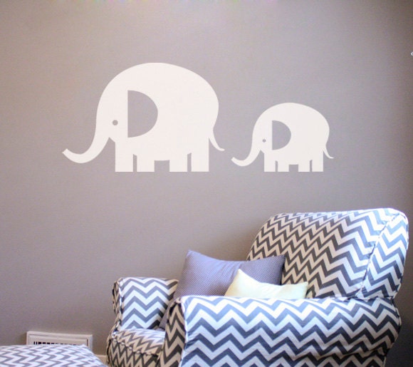 Large Elephants Wall Decal Sticker Set of 2 DB234