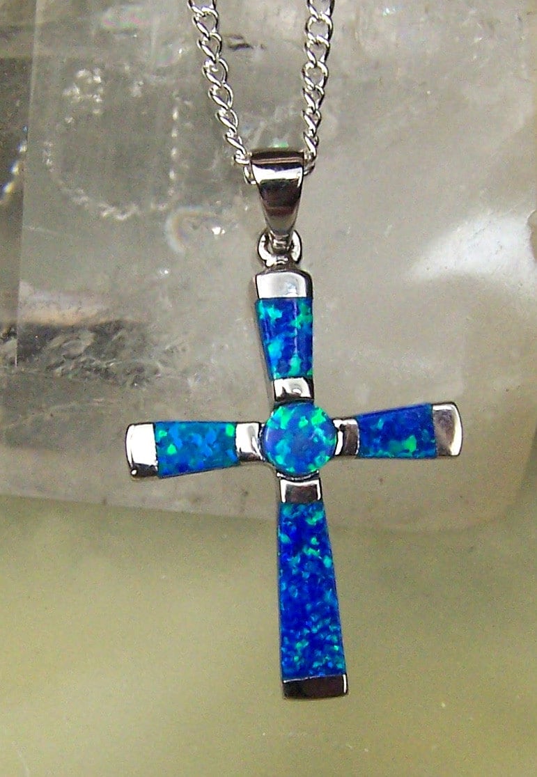 Opal Cross necklace pendant Opal Cross necklace