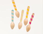 Graphic Stripes in Great Colors - 20 Wood Ice Cream Spoons