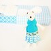 Felt mouse plush white blue miniature gingham in match box bed