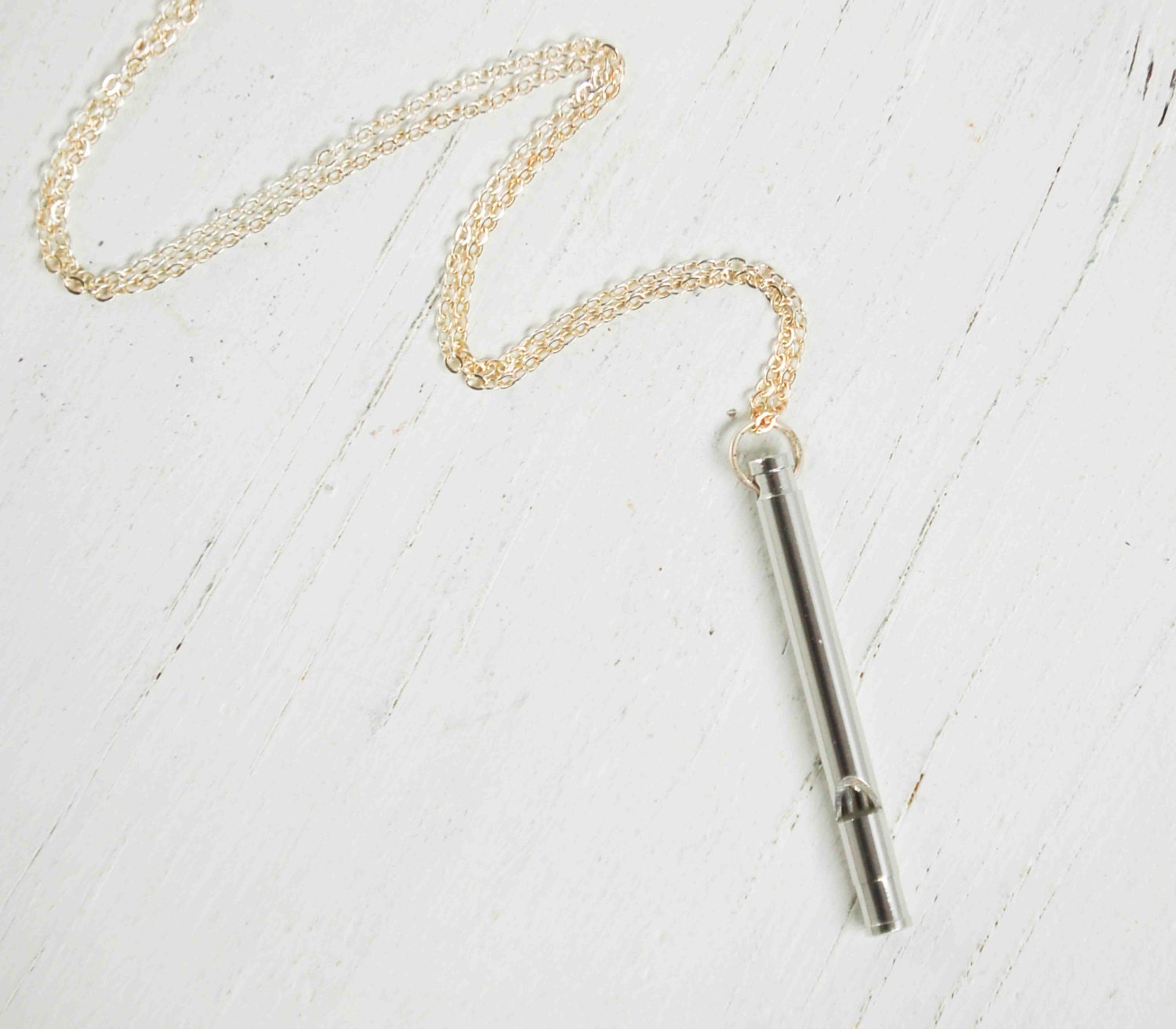 Silver Whistle NECKLACE Long Pendant You by redtruckdesigns